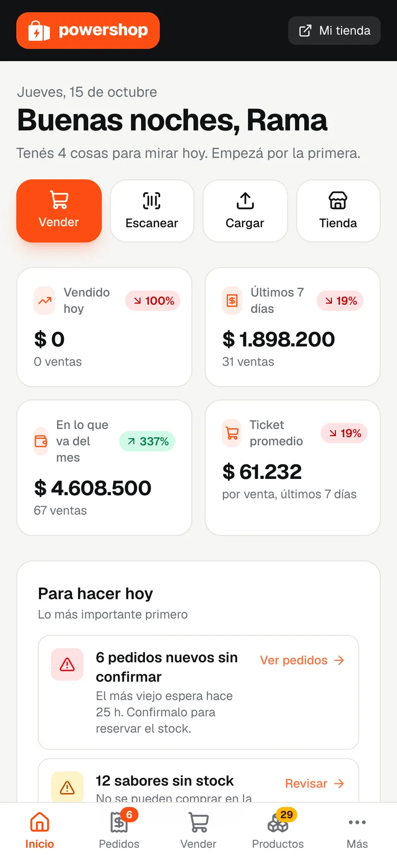 El panel en el celular