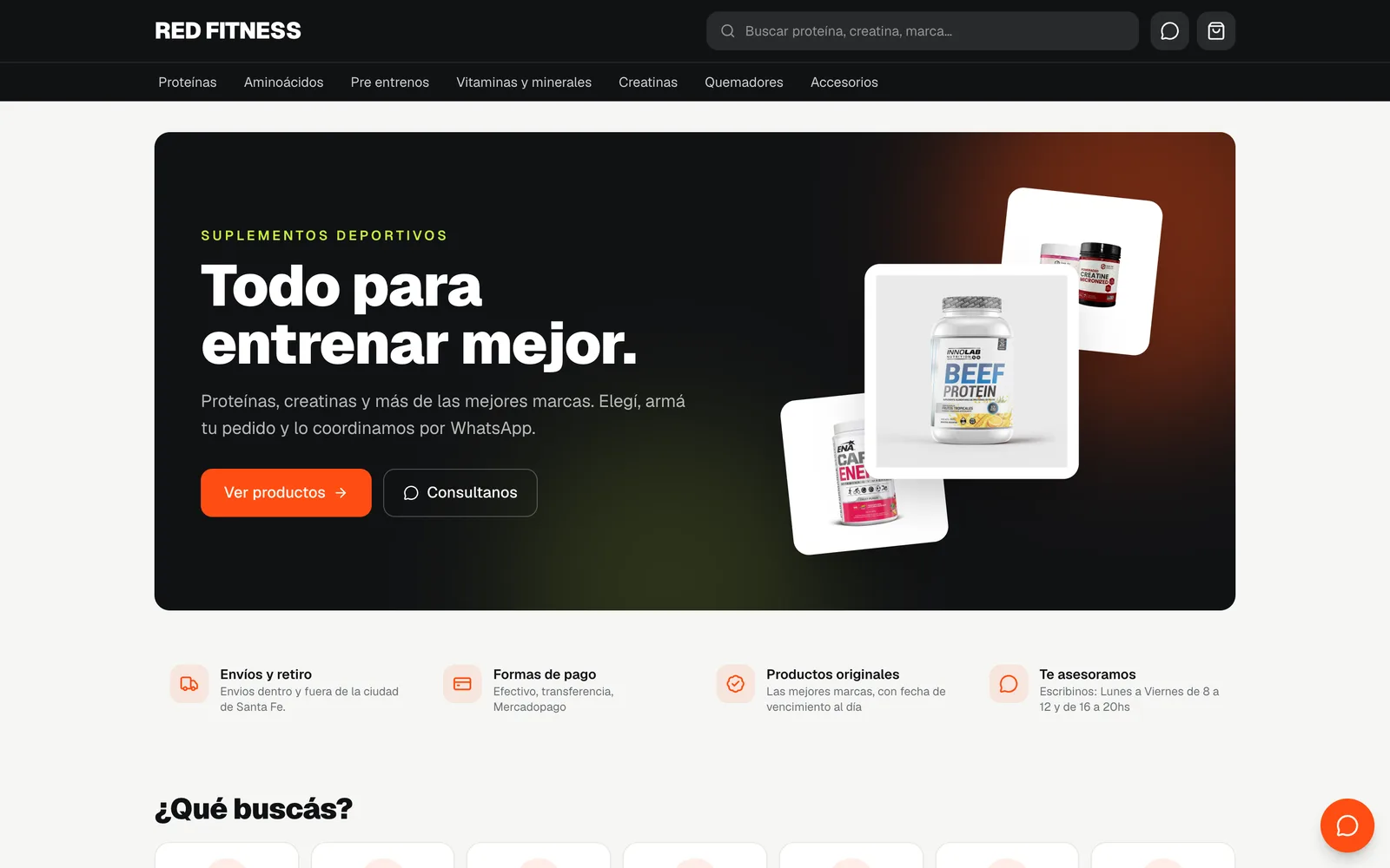 Tienda online de una tienda de suplementos